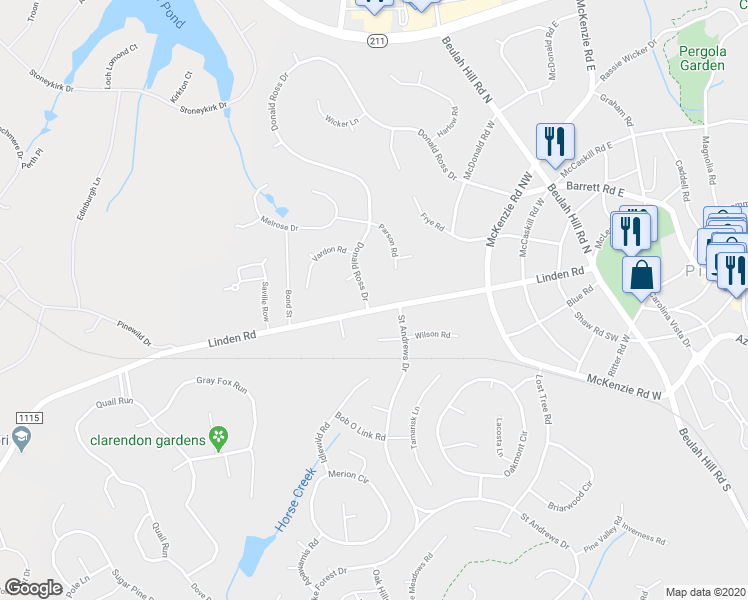 map of restaurants, bars, coffee shops, grocery stores, and more near 30 Donald Ross Drive in Pinehurst