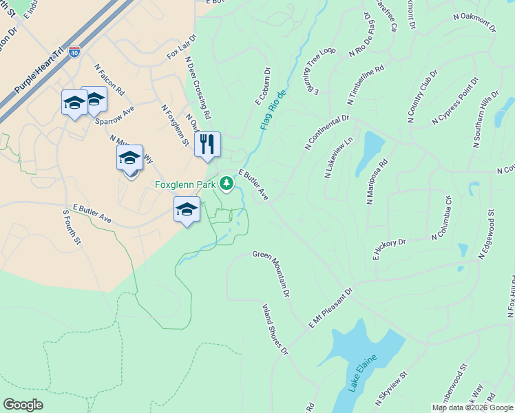 map of restaurants, bars, coffee shops, grocery stores, and more near 4433 East Savannah Circle in Flagstaff