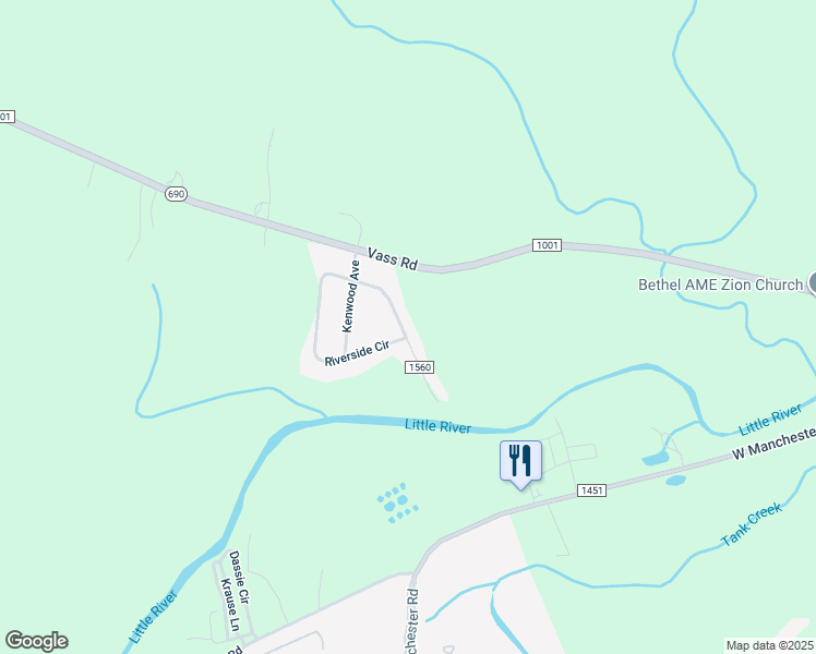 map of restaurants, bars, coffee shops, grocery stores, and more near 1020 Riverside Circle in Spring Lake
