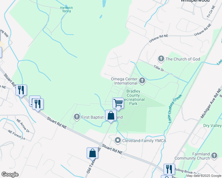 map of restaurants, bars, coffee shops, grocery stores, and more near 145 Rosewood Drive Northeast in Cleveland