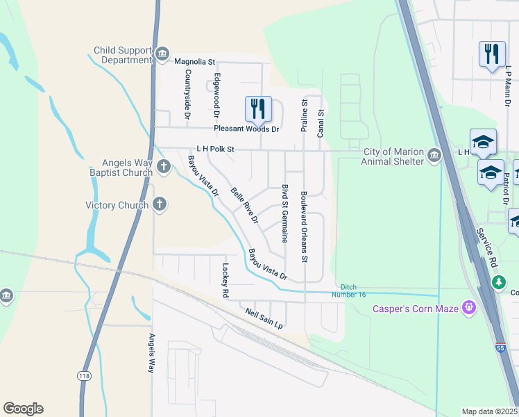 map of restaurants, bars, coffee shops, grocery stores, and more near 903 Rue Saint Andre in Marion