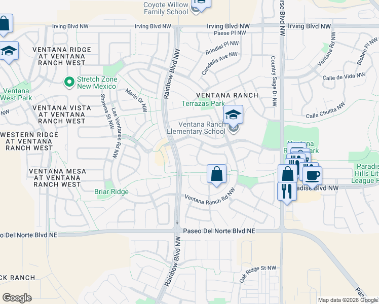 map of restaurants, bars, coffee shops, grocery stores, and more near 7109 Acton Court in Albuquerque