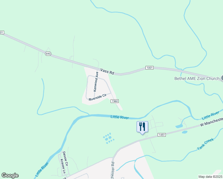 map of restaurants, bars, coffee shops, grocery stores, and more near 1020 Riverside Circle in Spring Lake