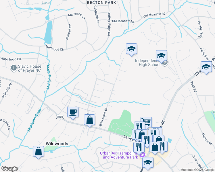 map of restaurants, bars, coffee shops, grocery stores, and more near 8716 Knowlesly Road in Charlotte
