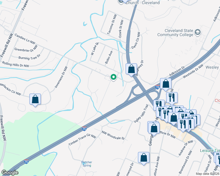 map of restaurants, bars, coffee shops, grocery stores, and more near 2015 Fletcher Road Northwest in Cleveland