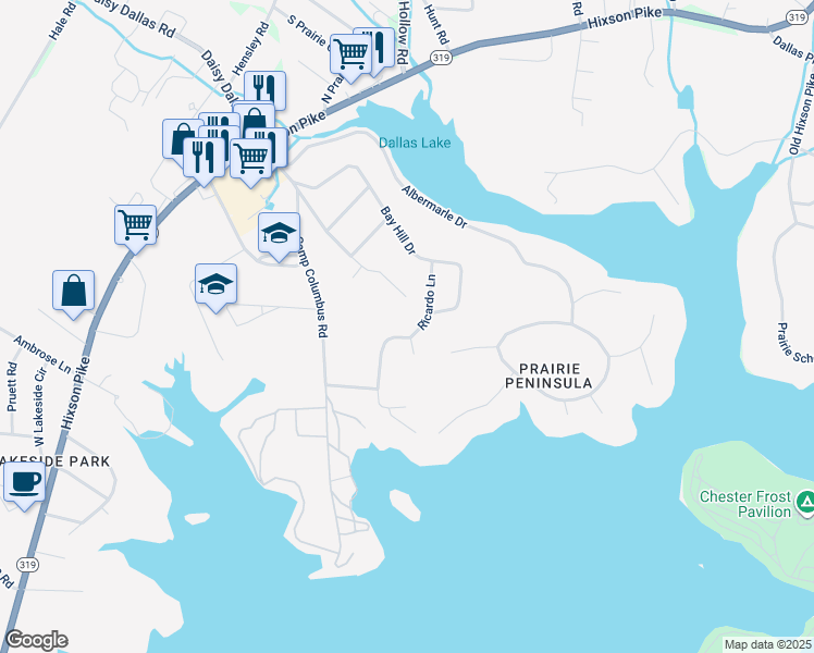 map of restaurants, bars, coffee shops, grocery stores, and more near 8817 Saint John Road in Middle Valley