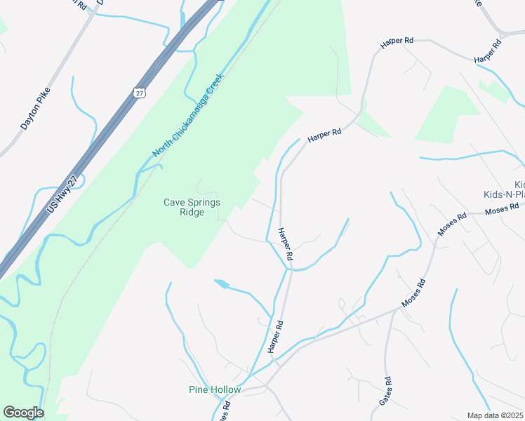 map of restaurants, bars, coffee shops, grocery stores, and more near 554 Cave Springs Road in Chattanooga