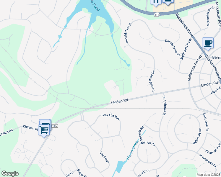map of restaurants, bars, coffee shops, grocery stores, and more near 698 Linden Road in Pinehurst