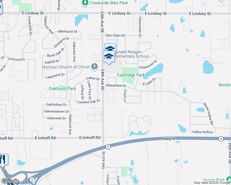 map of restaurants, bars, coffee shops, grocery stores, and more near 1917 Durham Place in Norman