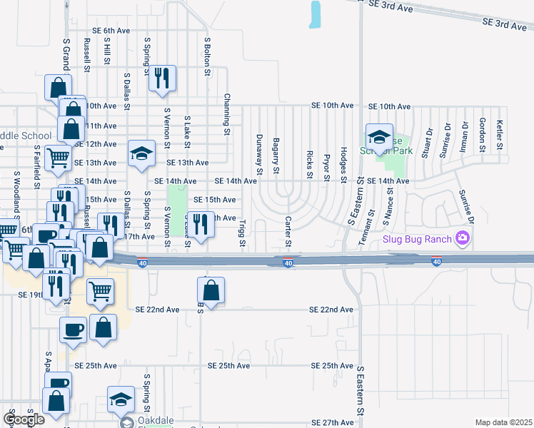 map of restaurants, bars, coffee shops, grocery stores, and more near 4409 Interstate 40 Access Road in Amarillo