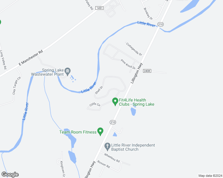 map of restaurants, bars, coffee shops, grocery stores, and more near 931 Shell Drive in Spring Lake