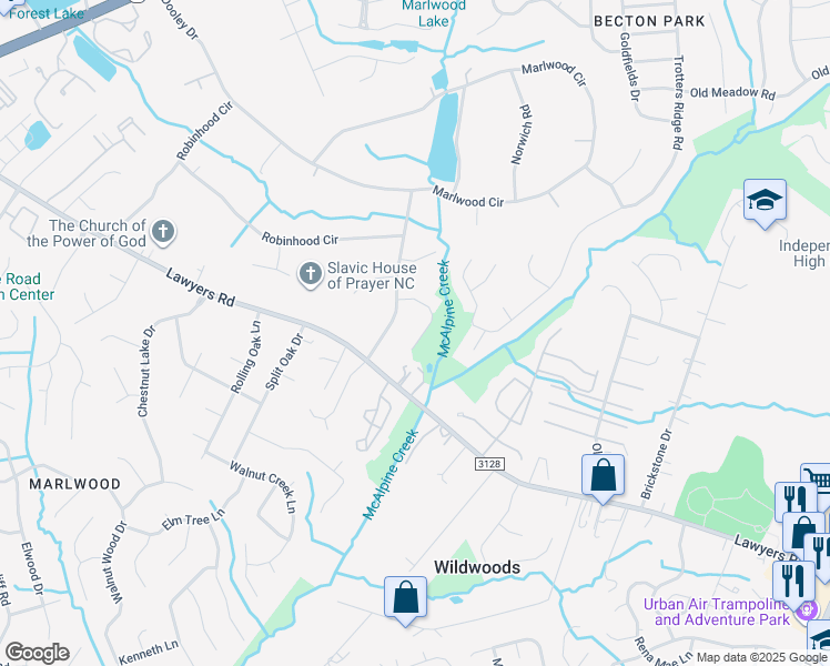 map of restaurants, bars, coffee shops, grocery stores, and more near 8160 Ottawa Lane in Charlotte