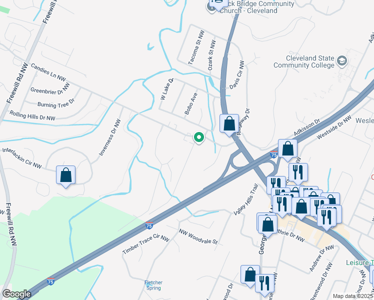 map of restaurants, bars, coffee shops, grocery stores, and more near 2015 Fletcher Road Northwest in Cleveland