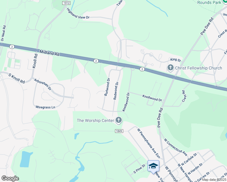 map of restaurants, bars, coffee shops, grocery stores, and more near 626 Redwood Drive in Southern Pines