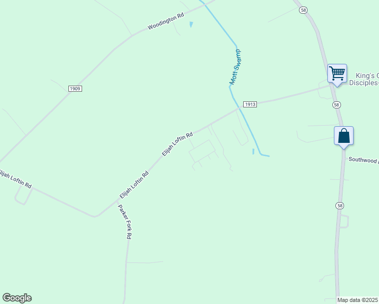 map of restaurants, bars, coffee shops, grocery stores, and more near 1434-1498 Village Creek Drive in Kinston