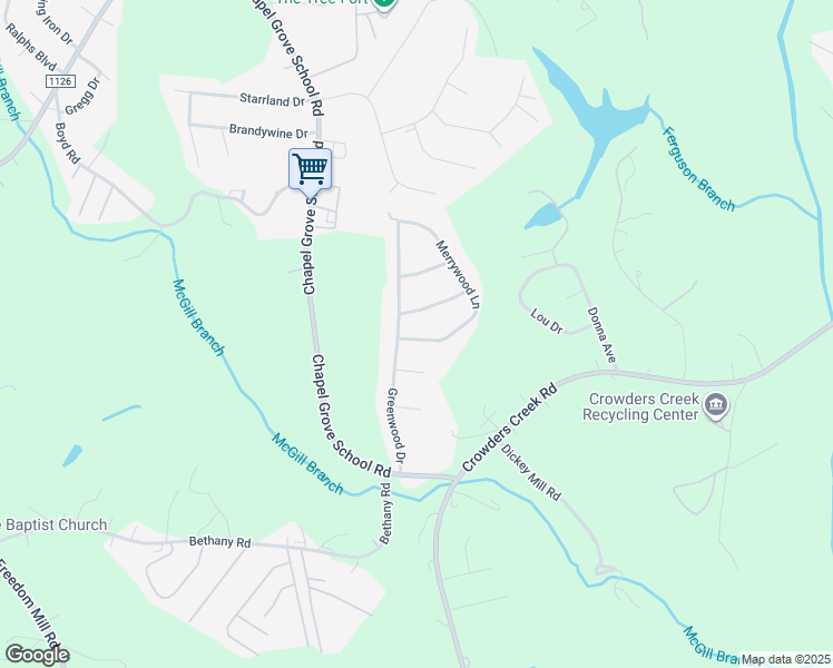 map of restaurants, bars, coffee shops, grocery stores, and more near 4607 Merrywood Lane in Gastonia
