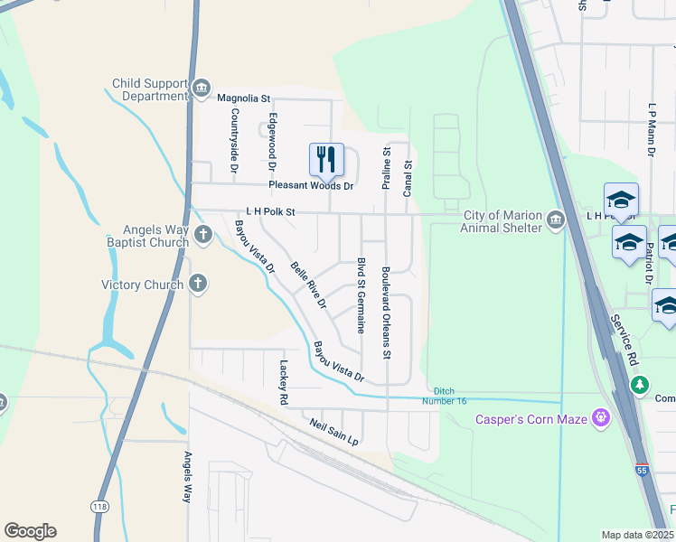 map of restaurants, bars, coffee shops, grocery stores, and more near 903 Rue Saint Andre in Marion