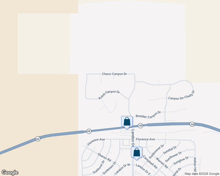 map of restaurants, bars, coffee shops, grocery stores, and more near Unnamed Road in Bullhead City