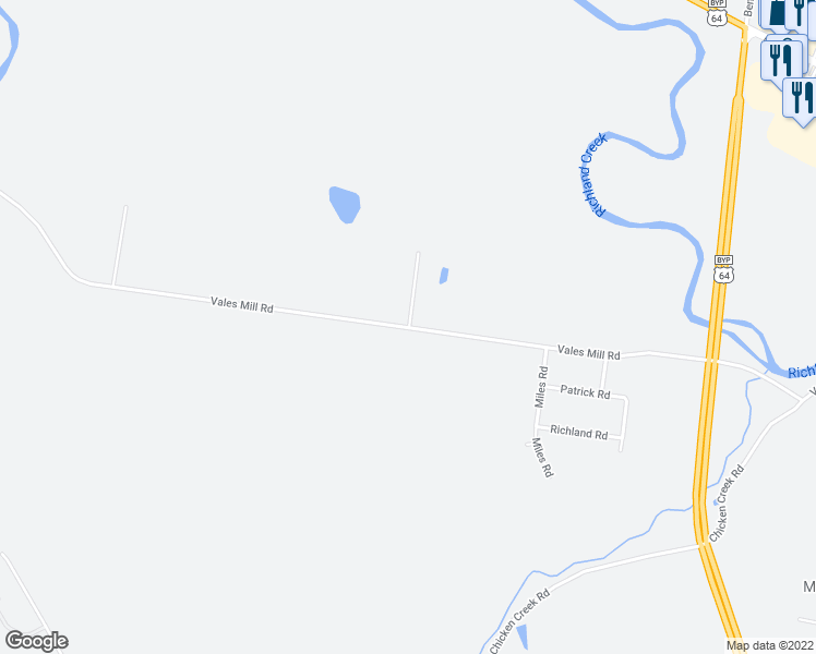 map of restaurants, bars, coffee shops, grocery stores, and more near 1810 Vales Mill Road in Pulaski