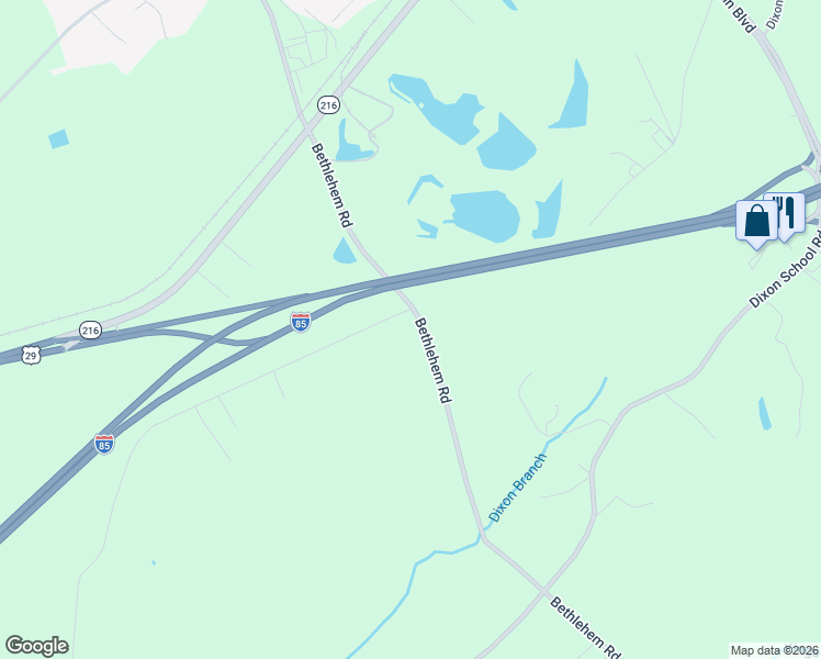 map of restaurants, bars, coffee shops, grocery stores, and more near 1710 Bethlehem Road in Kings Mountain