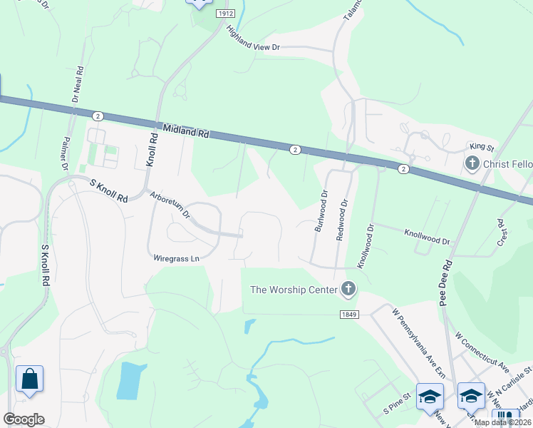 map of restaurants, bars, coffee shops, grocery stores, and more near 245 North Bracken Fern Lane in Southern Pines