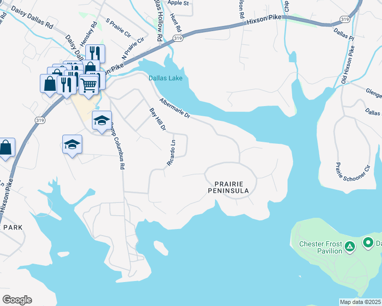 map of restaurants, bars, coffee shops, grocery stores, and more near 1939 Bay Hill Drive in Middle Valley