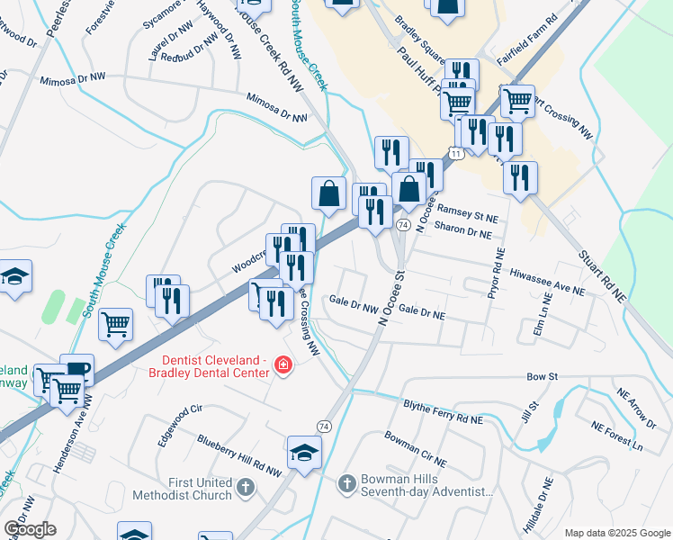 map of restaurants, bars, coffee shops, grocery stores, and more near 3920 Keith Street Northwest in Cleveland