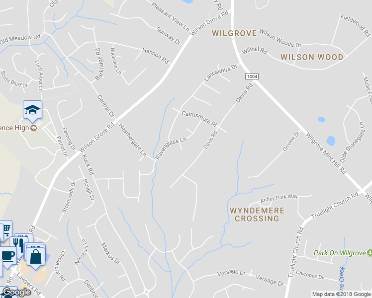 map of restaurants, bars, coffee shops, grocery stores, and more near 10313 Stornoway Court in Mint Hill