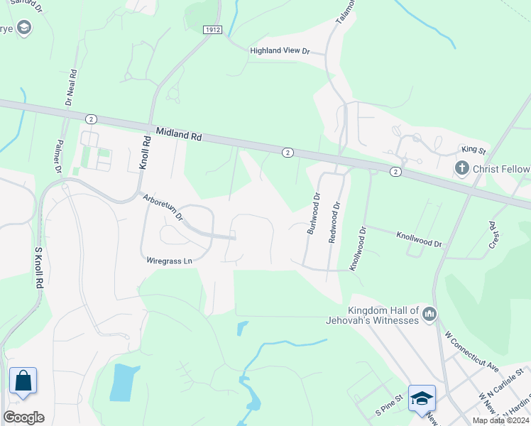 map of restaurants, bars, coffee shops, grocery stores, and more near 245 North Bracken Fern Lane in Southern Pines