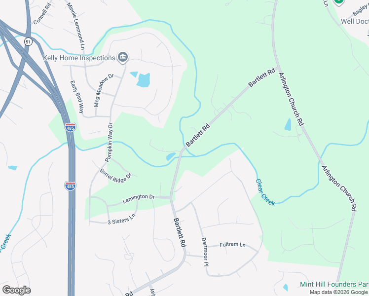 map of restaurants, bars, coffee shops, grocery stores, and more near 9119 Bartlett Road in Charlotte