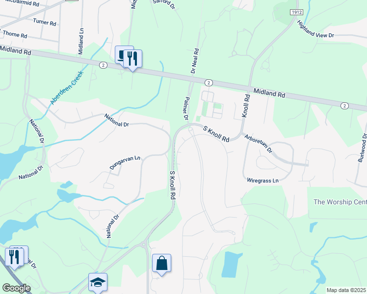 map of restaurants, bars, coffee shops, grocery stores, and more near 6 Deacon Palmer Place in Southern Pines