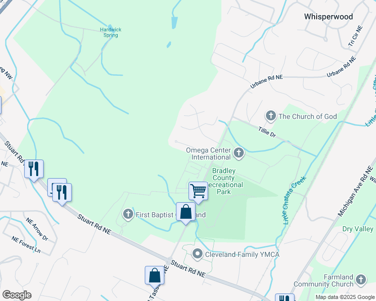 map of restaurants, bars, coffee shops, grocery stores, and more near 167 Rosewood Drive Northeast in Cleveland
