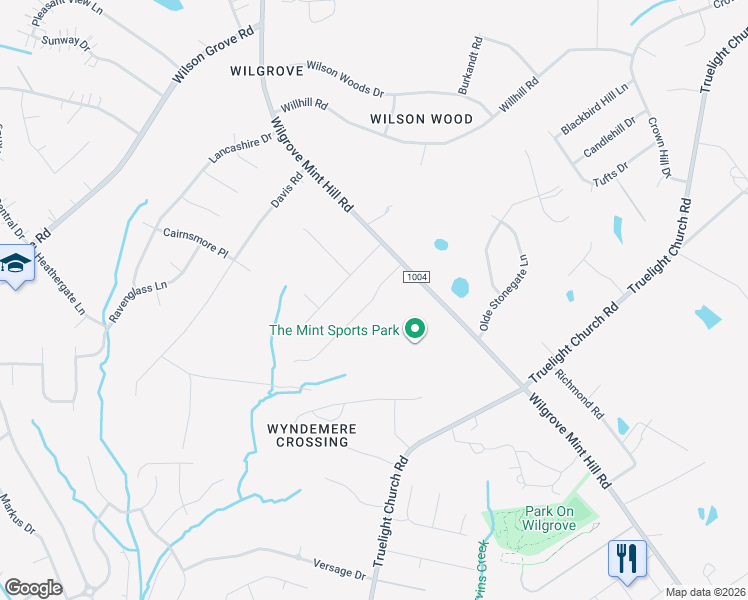 map of restaurants, bars, coffee shops, grocery stores, and more near 7834 Orrview Drive in Charlotte