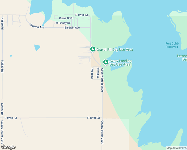 map of restaurants, bars, coffee shops, grocery stores, and more near 131 Wood Street in Fort Cobb