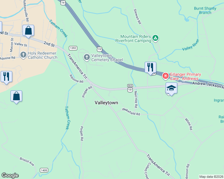 map of restaurants, bars, coffee shops, grocery stores, and more near 25 U.S. 19 Business in Andrews