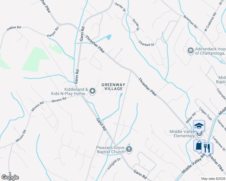 map of restaurants, bars, coffee shops, grocery stores, and more near 7706 West Village Lane in Middle Valley