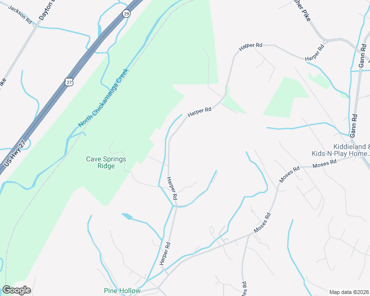 map of restaurants, bars, coffee shops, grocery stores, and more near 7740 Harper Road in Middle Valley