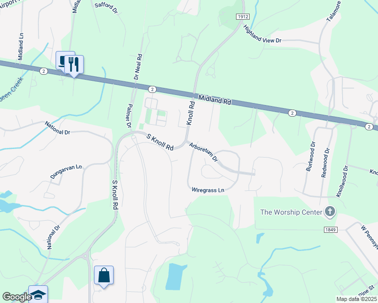 map of restaurants, bars, coffee shops, grocery stores, and more near 110 Wiregrass Lane in Southern Pines