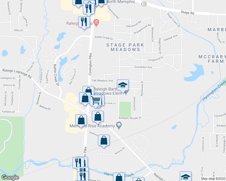 map of restaurants, bars, coffee shops, grocery stores, and more near 5139 Twin Woods Avenue in Memphis