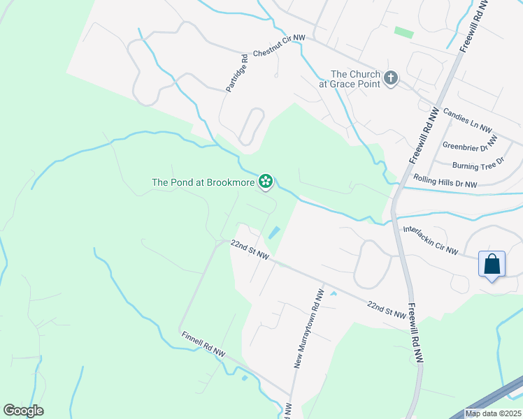 map of restaurants, bars, coffee shops, grocery stores, and more near 2389 Freewill Road Northwest in Cleveland