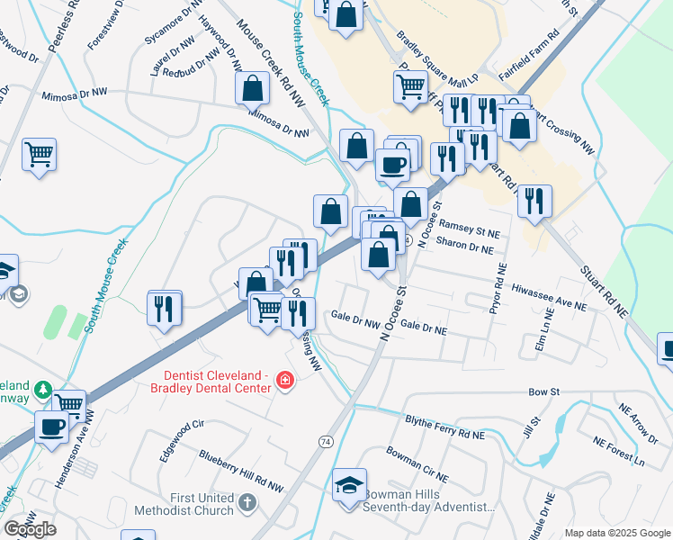 map of restaurants, bars, coffee shops, grocery stores, and more near 3920 Keith Street Northwest in Cleveland