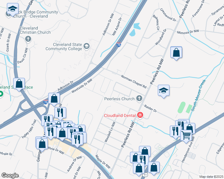 map of restaurants, bars, coffee shops, grocery stores, and more near 1229 Crown Street in Cleveland