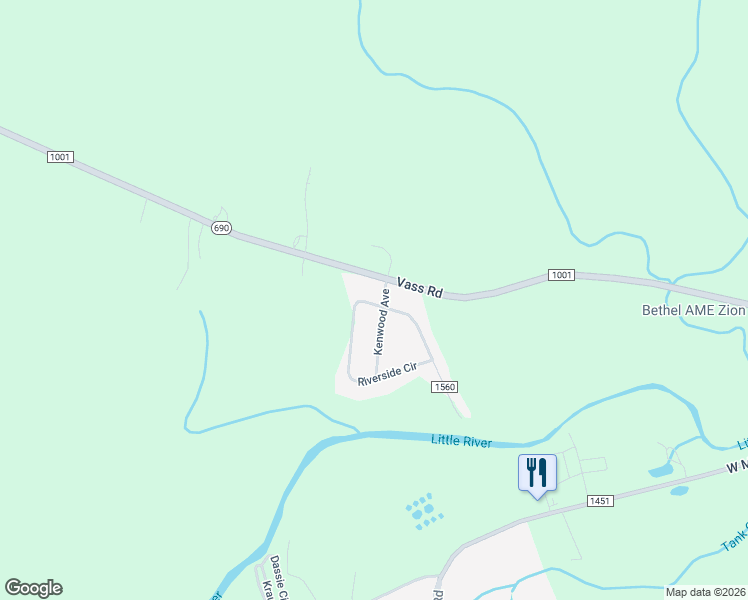 map of restaurants, bars, coffee shops, grocery stores, and more near 1102 Riverside Circle in Spring Lake