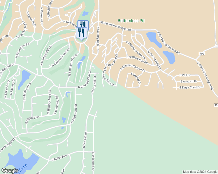 map of restaurants, bars, coffee shops, grocery stores, and more near 2175 North Running Deer Street in Flagstaff