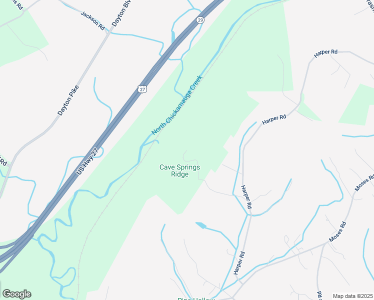map of restaurants, bars, coffee shops, grocery stores, and more near 554 Cave Springs Road in Chattanooga