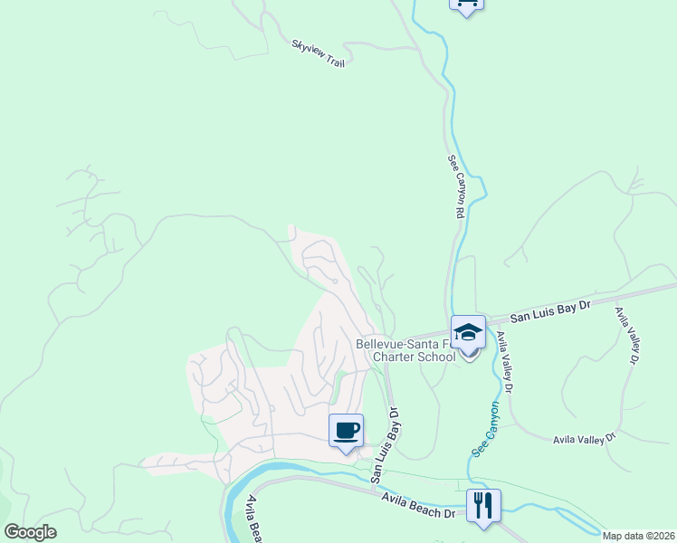 map of restaurants, bars, coffee shops, grocery stores, and more near 6221 Kestrel Lane in Avila Beach