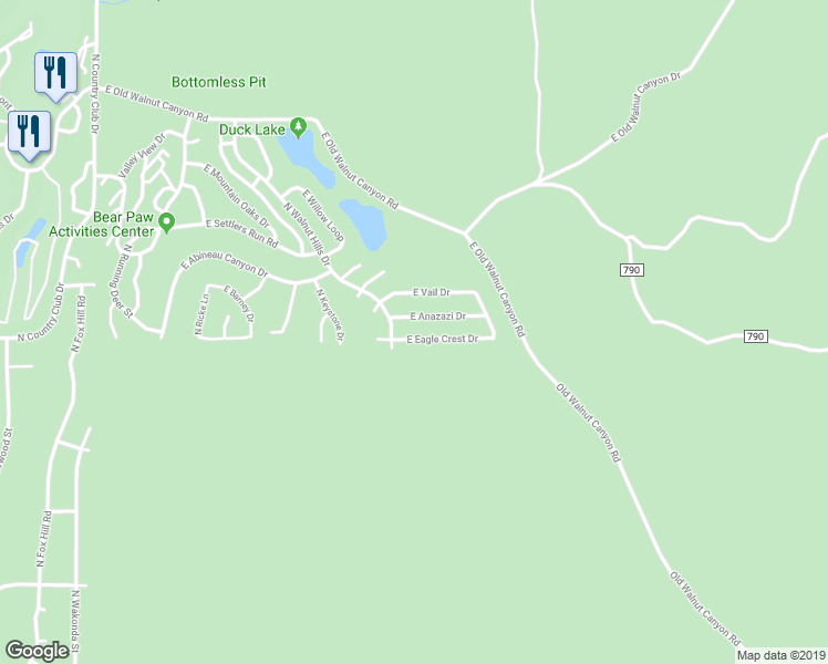 map of restaurants, bars, coffee shops, grocery stores, and more near 6700 East Eagle Crest Drive in Flagstaff