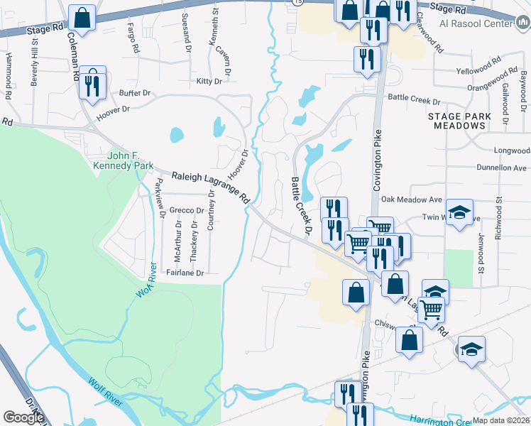 map of restaurants, bars, coffee shops, grocery stores, and more near in Memphis