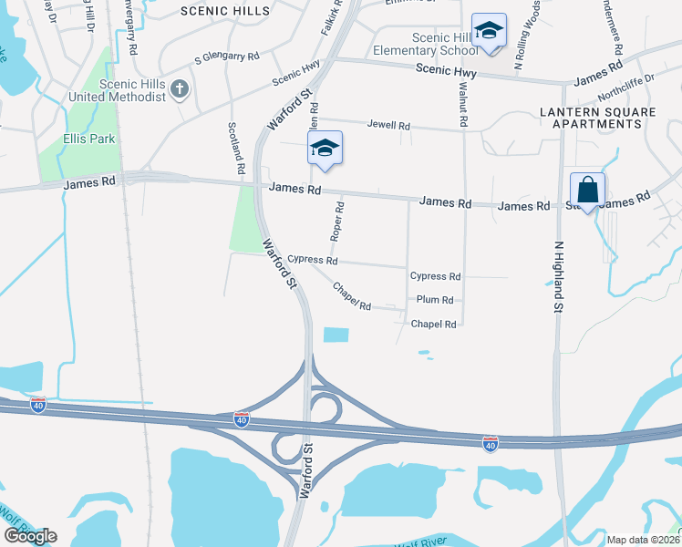 map of restaurants, bars, coffee shops, grocery stores, and more near 3272 Chapel Road in Memphis