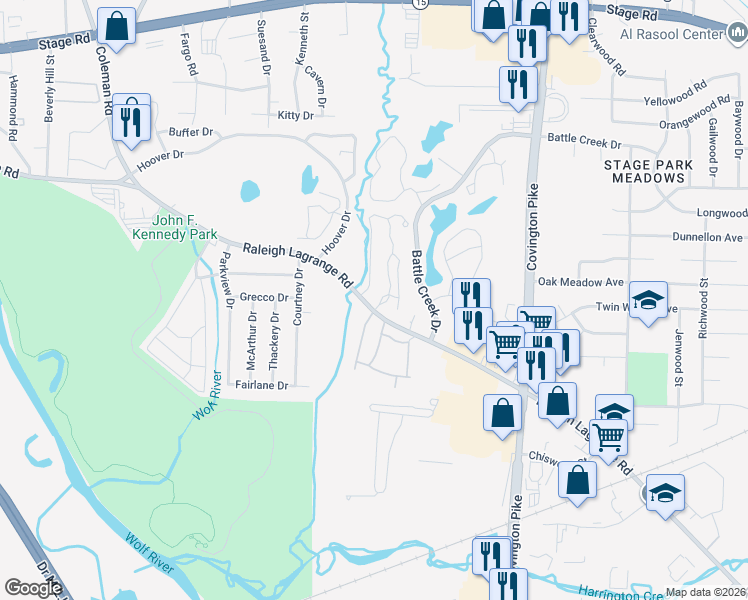 map of restaurants, bars, coffee shops, grocery stores, and more near in Memphis